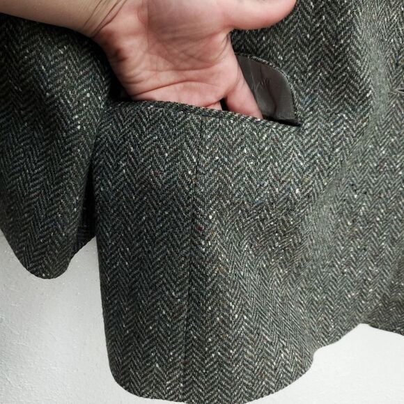 TRIONA Women's Size 100% Pure New Wool Chevron Suit Blazer Skirt Set - Picture 5 of 16